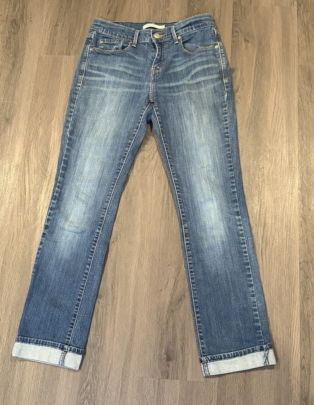 Levi’s Women’s 505 Straight Jeans Blue Denim Medium Wash Cotton Size 2